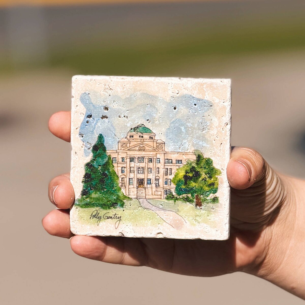 Stoneworx Beardshear Hall Stone Coaster front